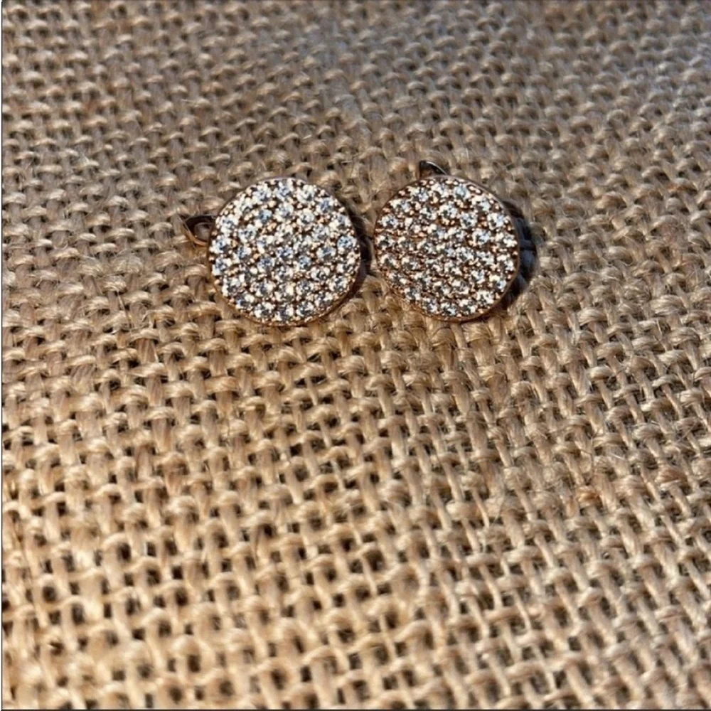 Full Paved Shiny Natural Zircon Stud Earrings 585 Gold Bride Wedding Earrings